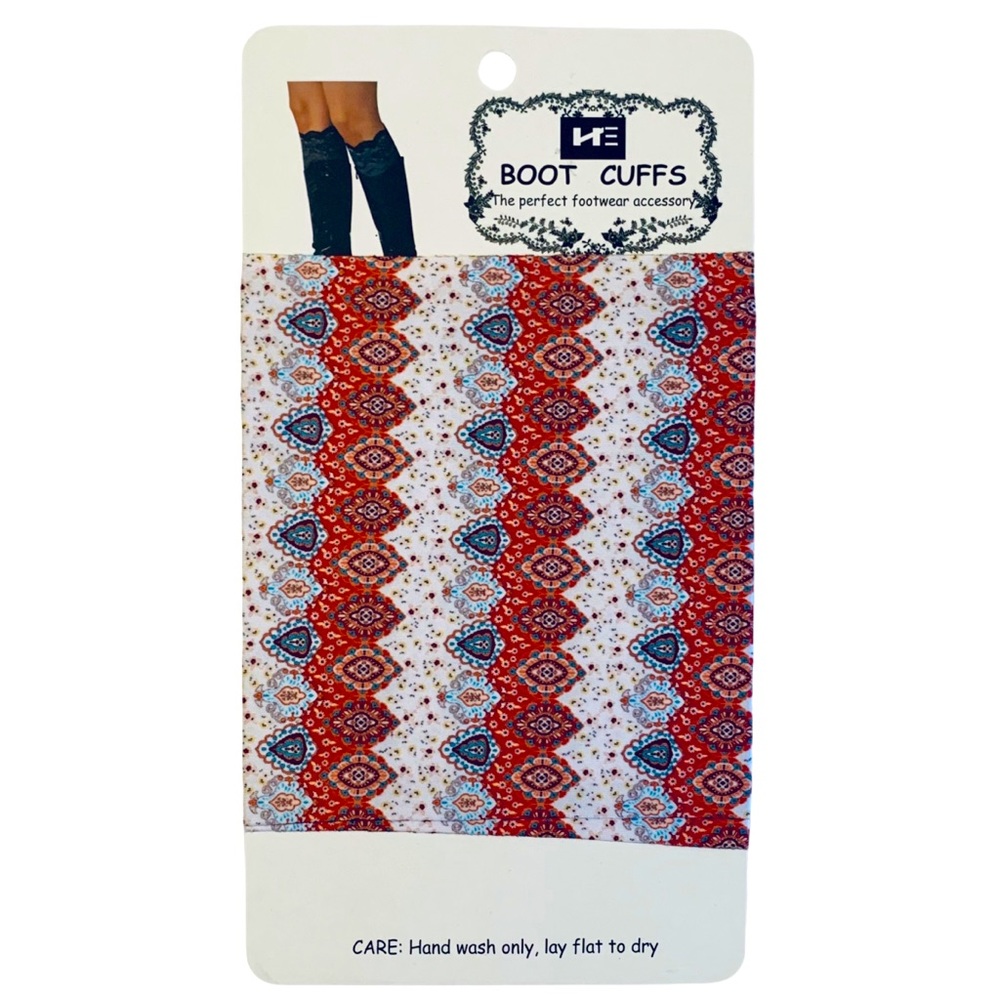 NWT Multicolored Designed Stretchy Boot Cuffs